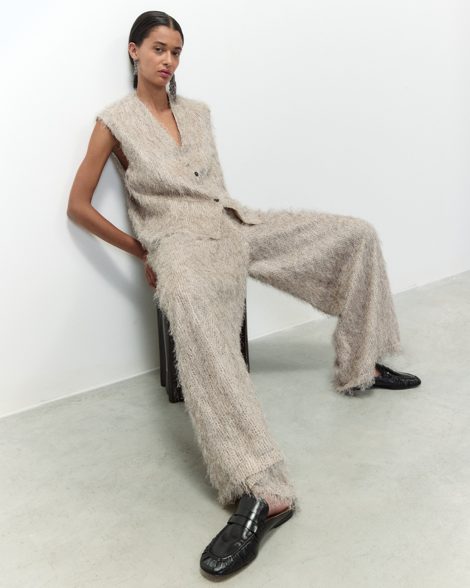 Pantalon large à franges