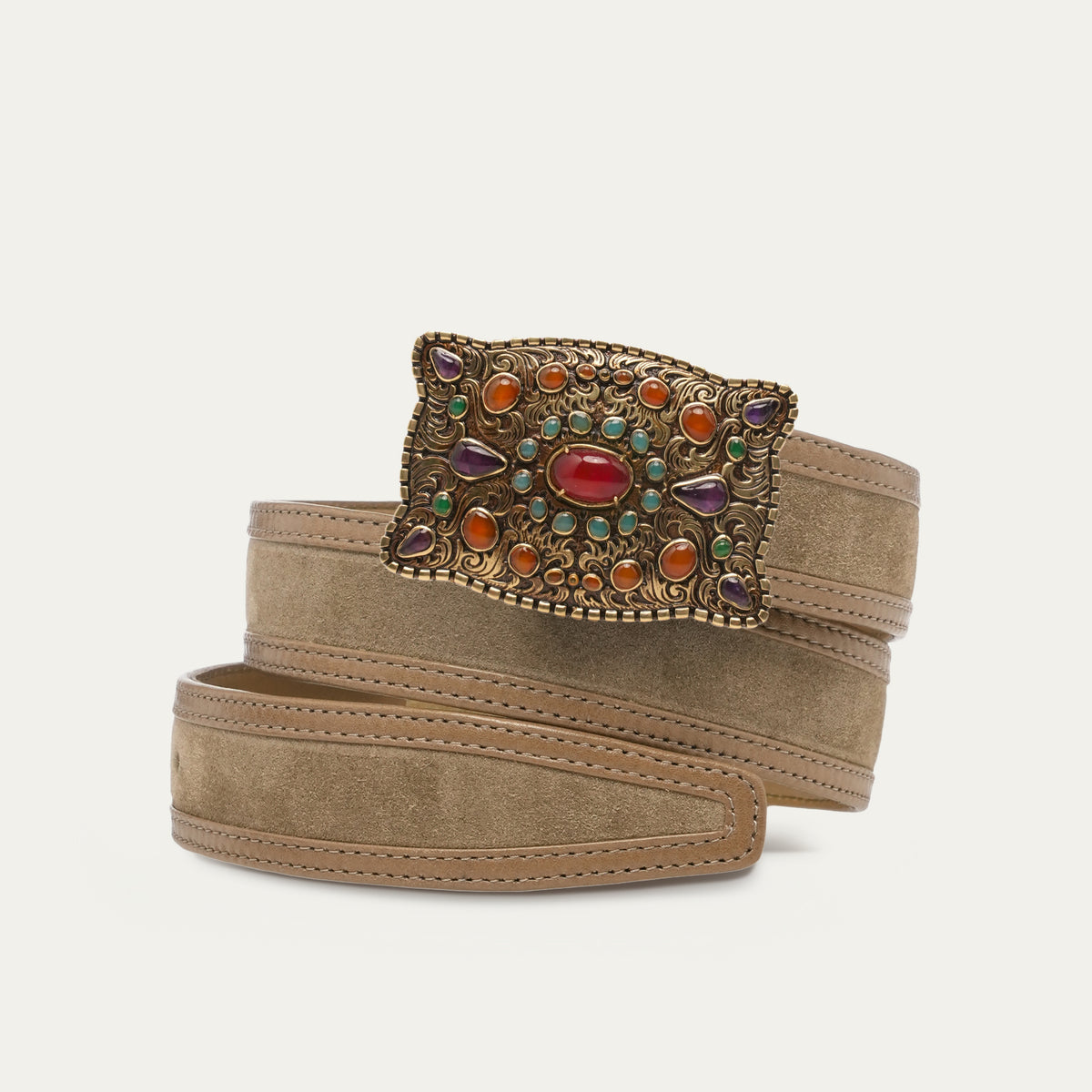 Taupe Suede Calfskin Belt