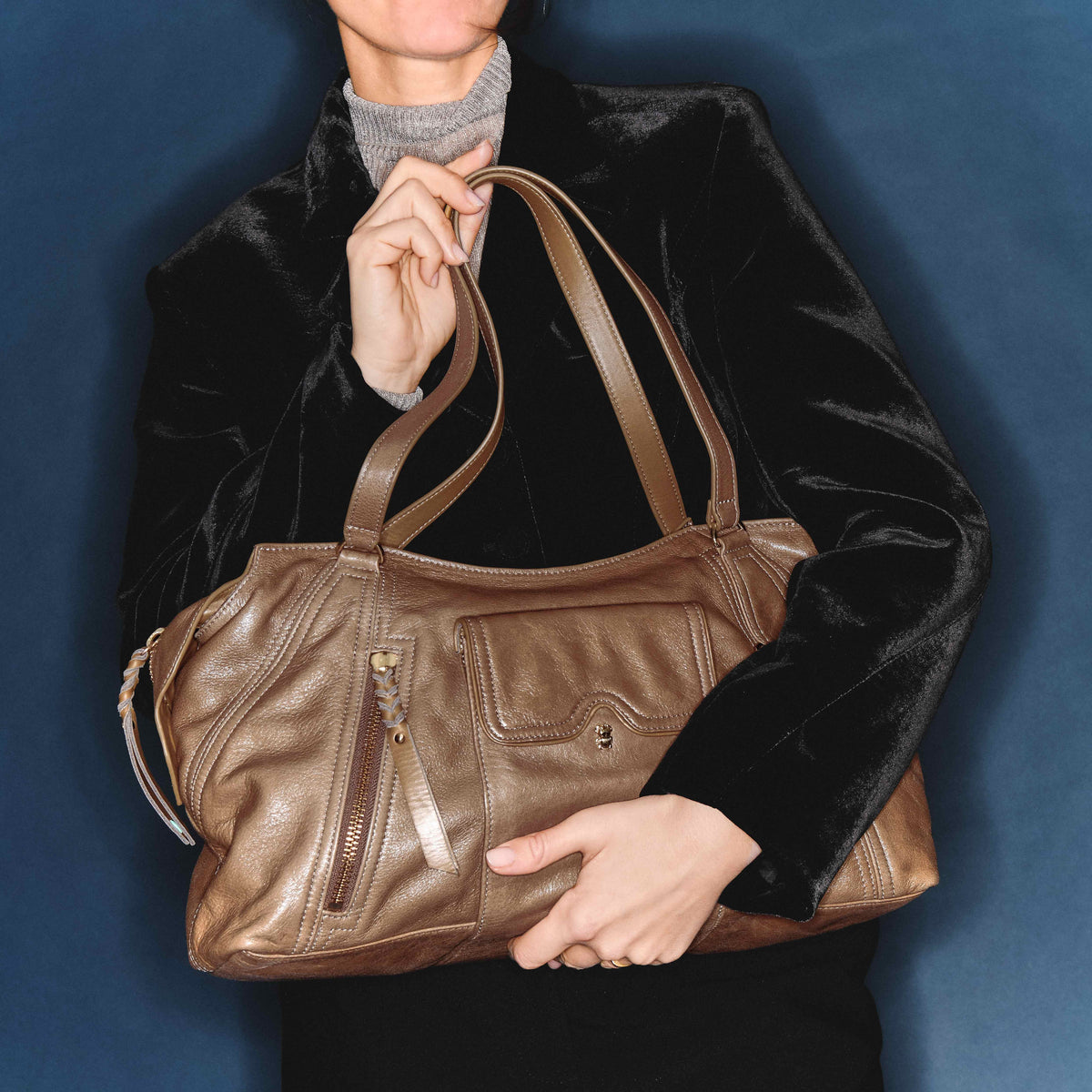 Juno Taupe Leather Bag