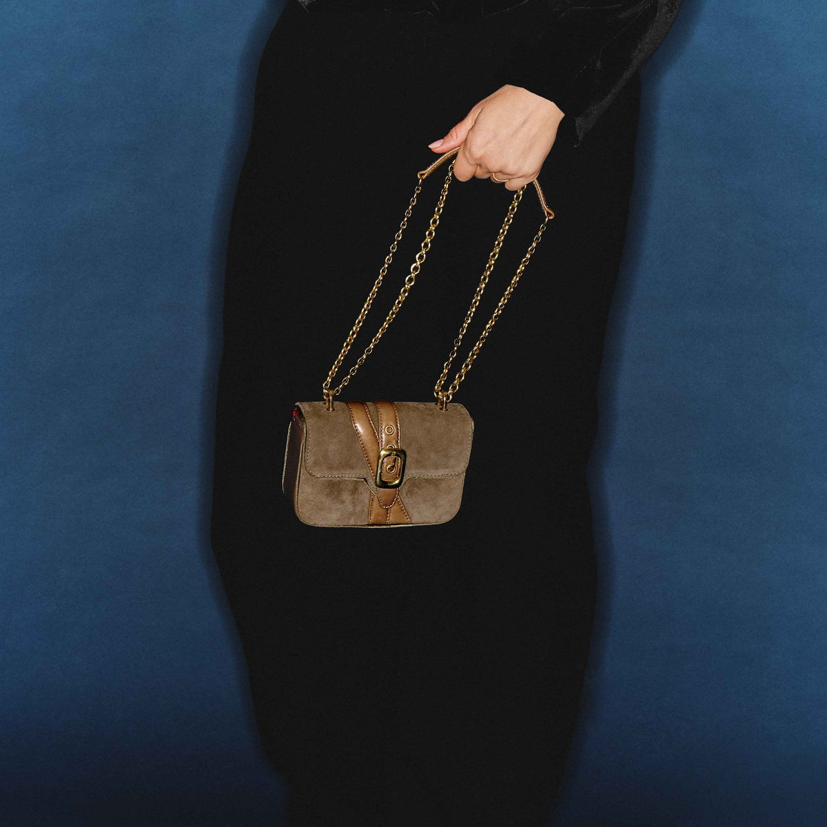 Sac Mini Ava Veau Velours Taupe