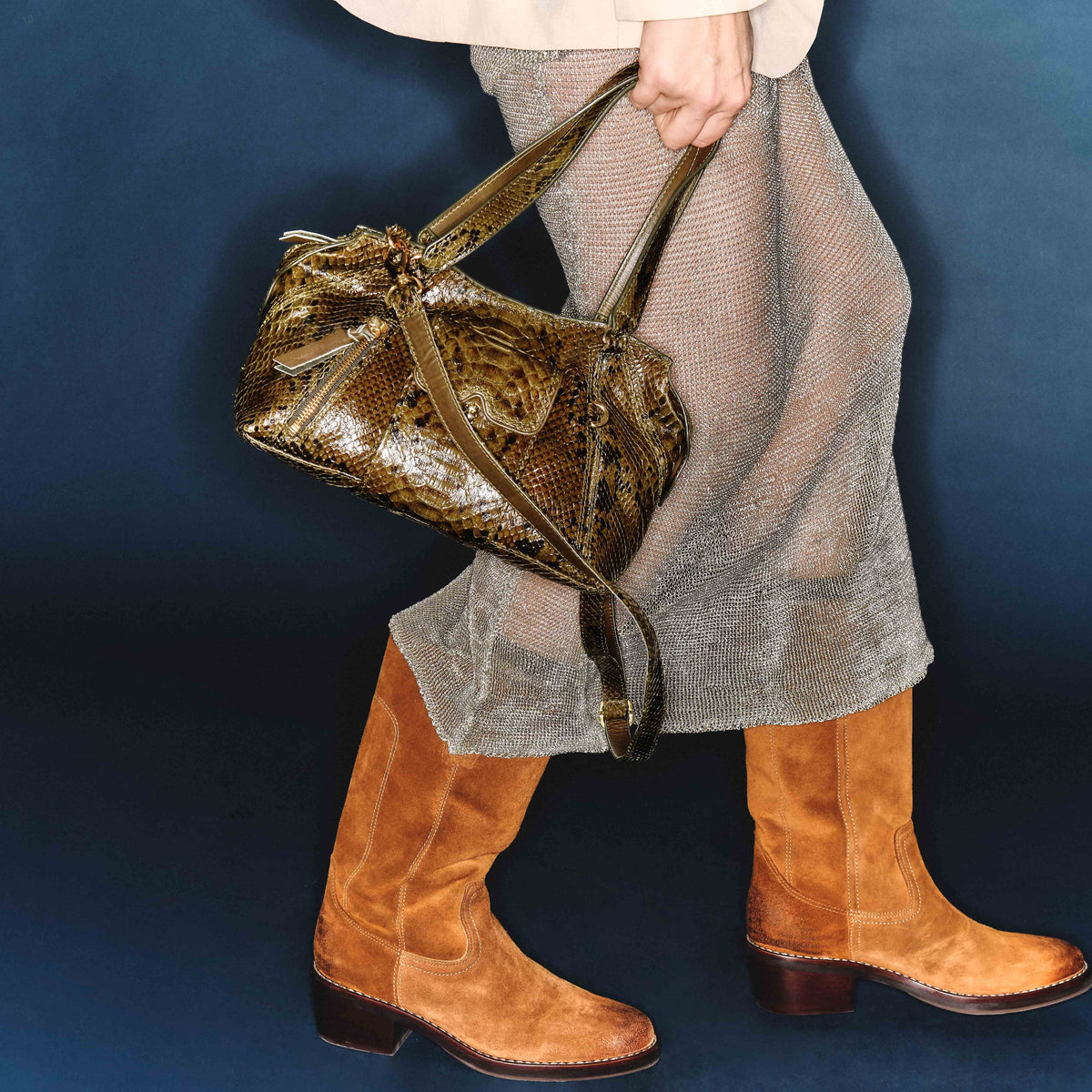 Mini Juno Khaki Python Bag