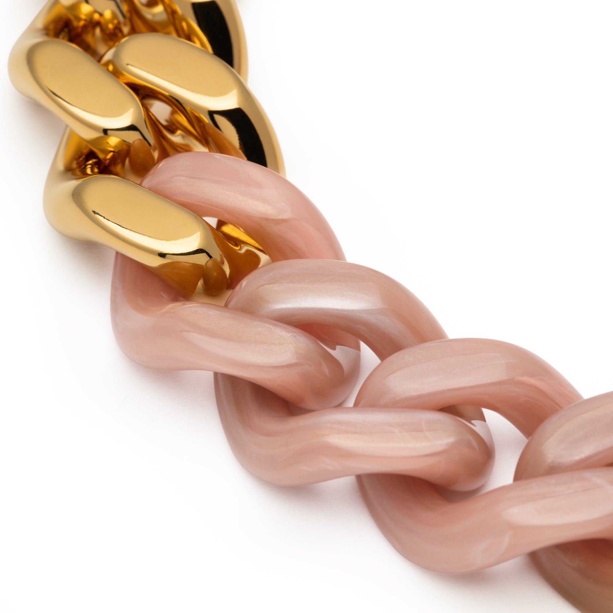 Flat Chain Necklace With Gold - Blush Marble
