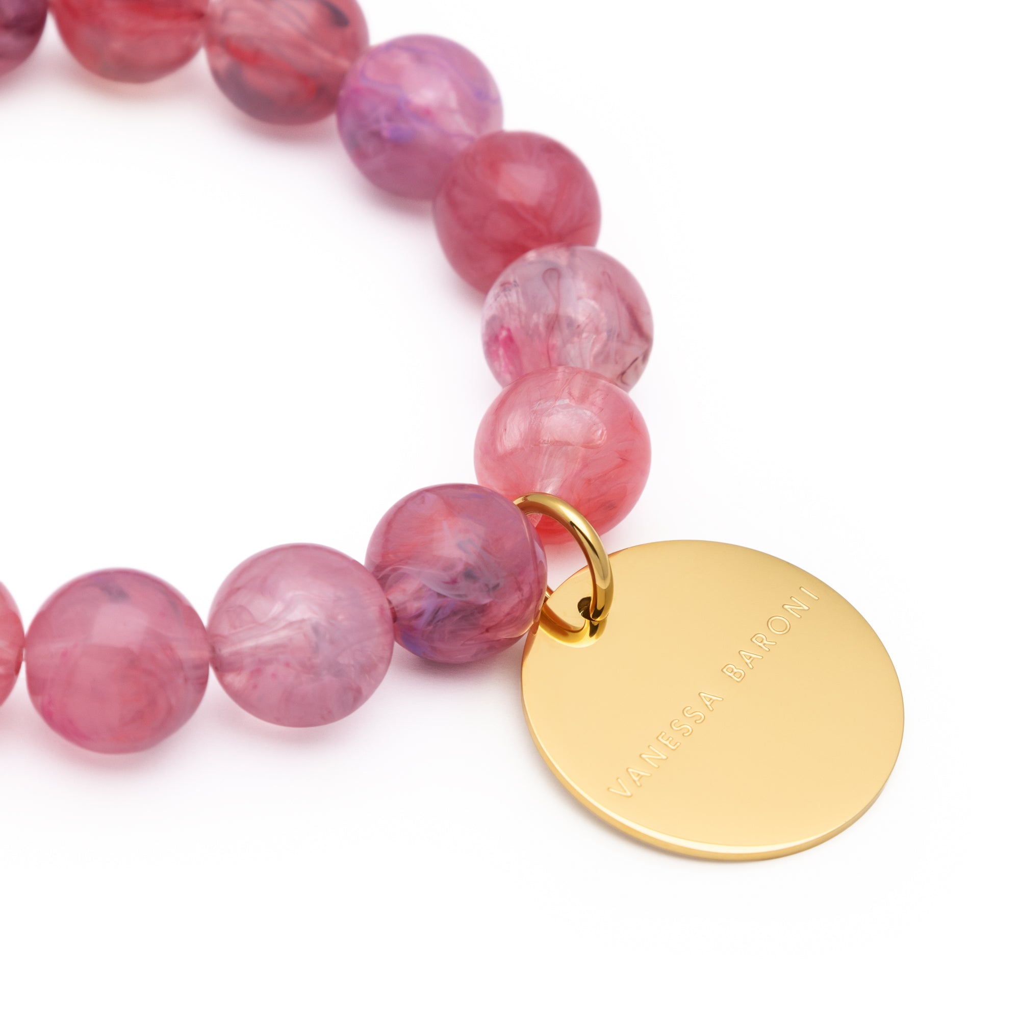 Mini Beads Flex Bracelet Crystal Pink Marble