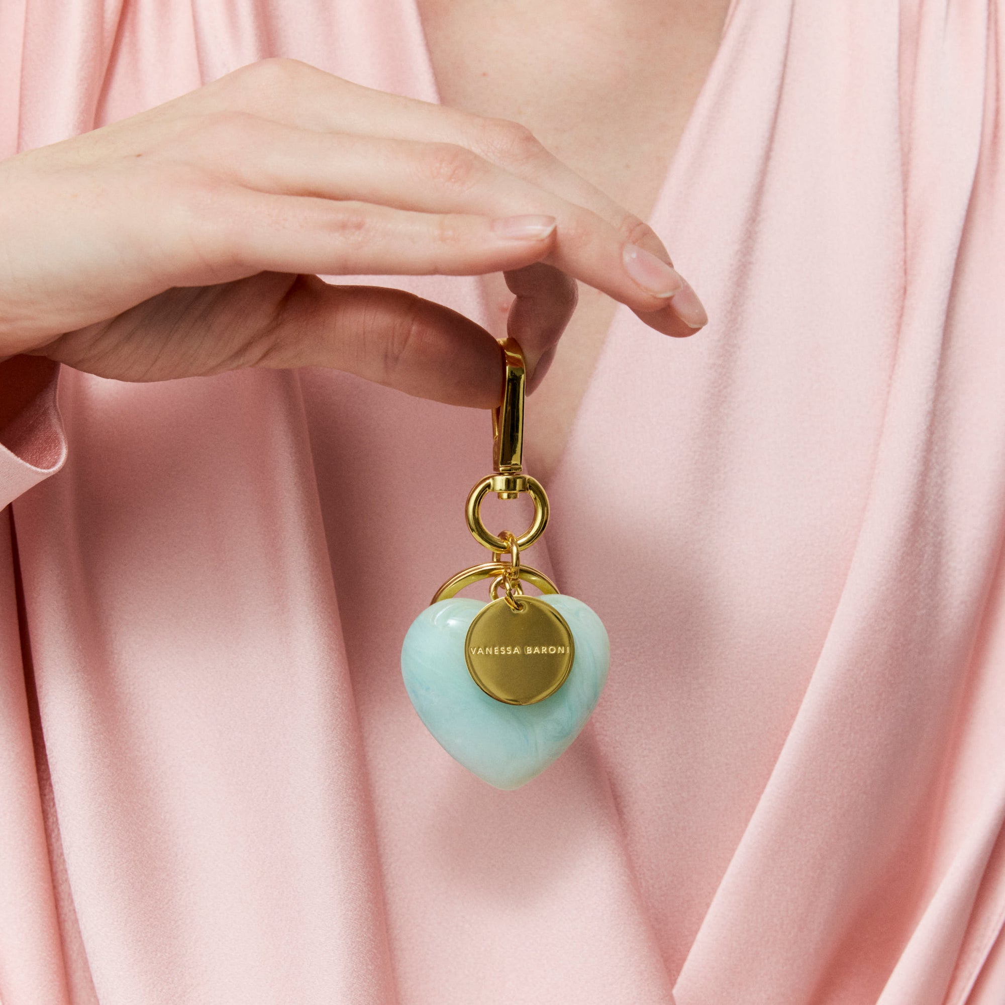 Heart Keychain Charm Cloud Marble