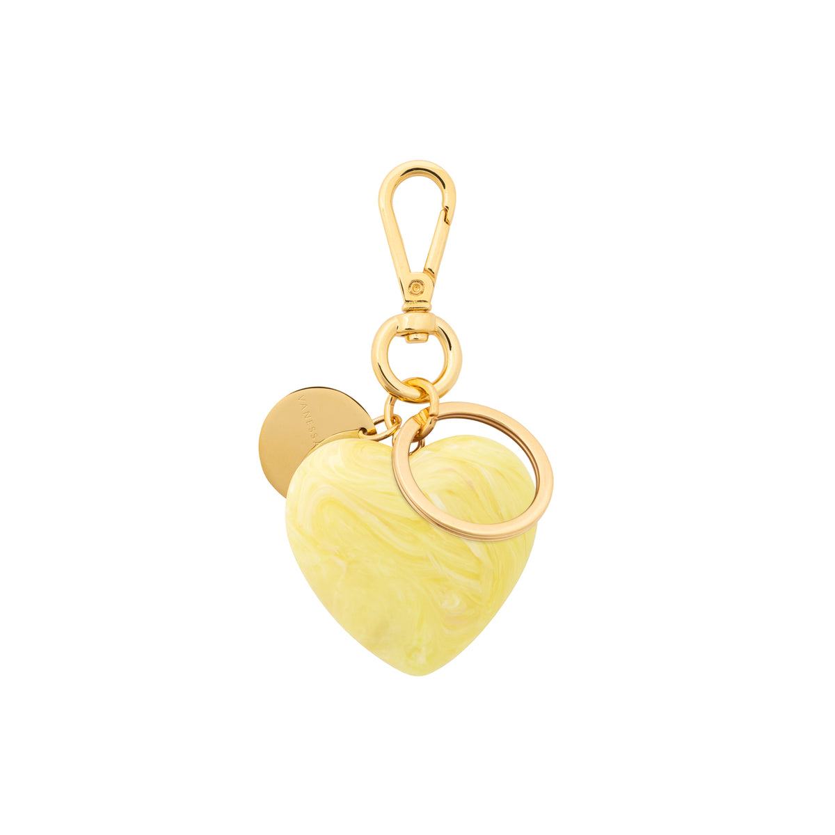 Heart Key Chain Charm Lemon Marble