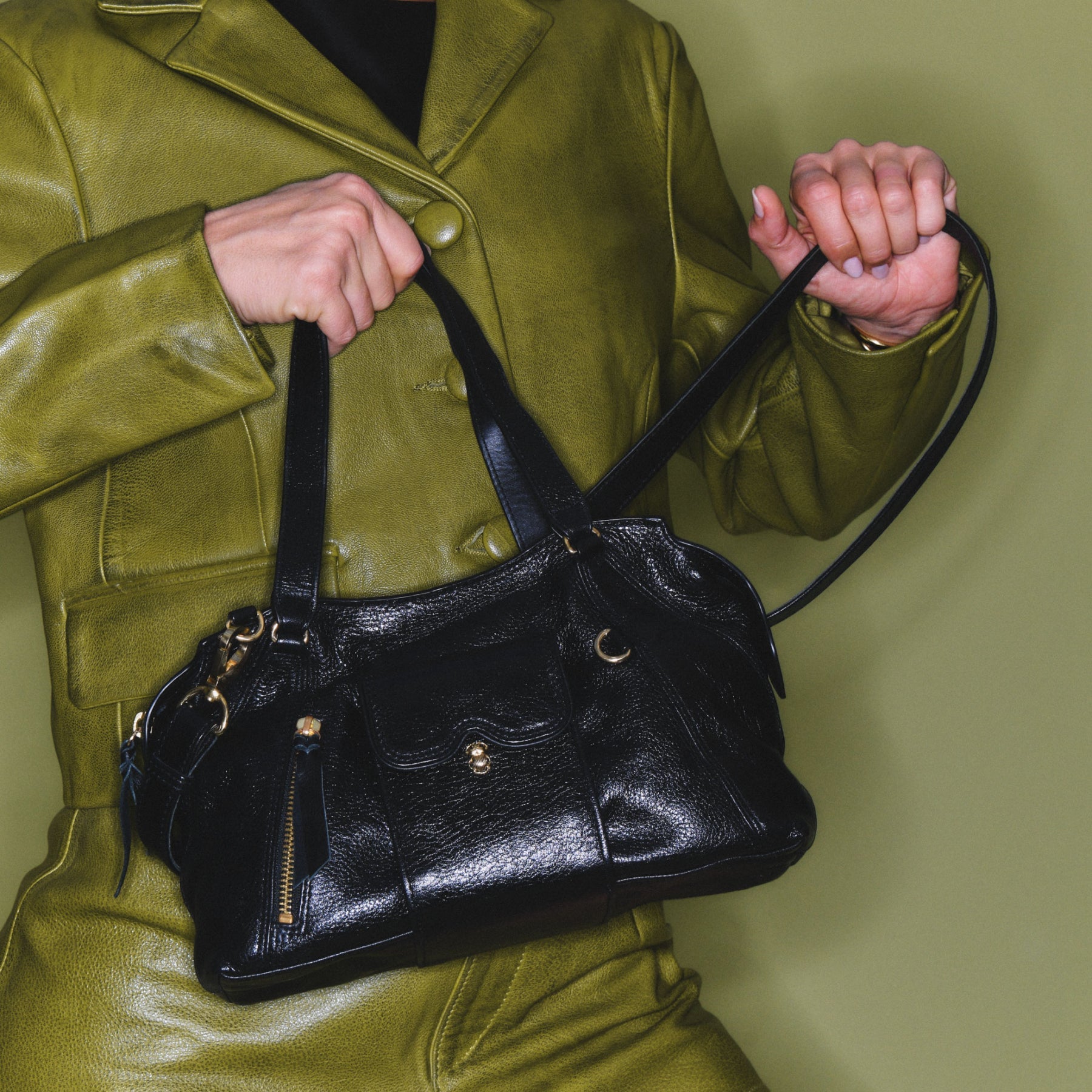 Mini Juno Bag in Black Leather