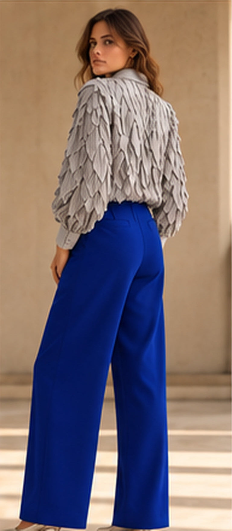 Pantalon Barrel Bleu