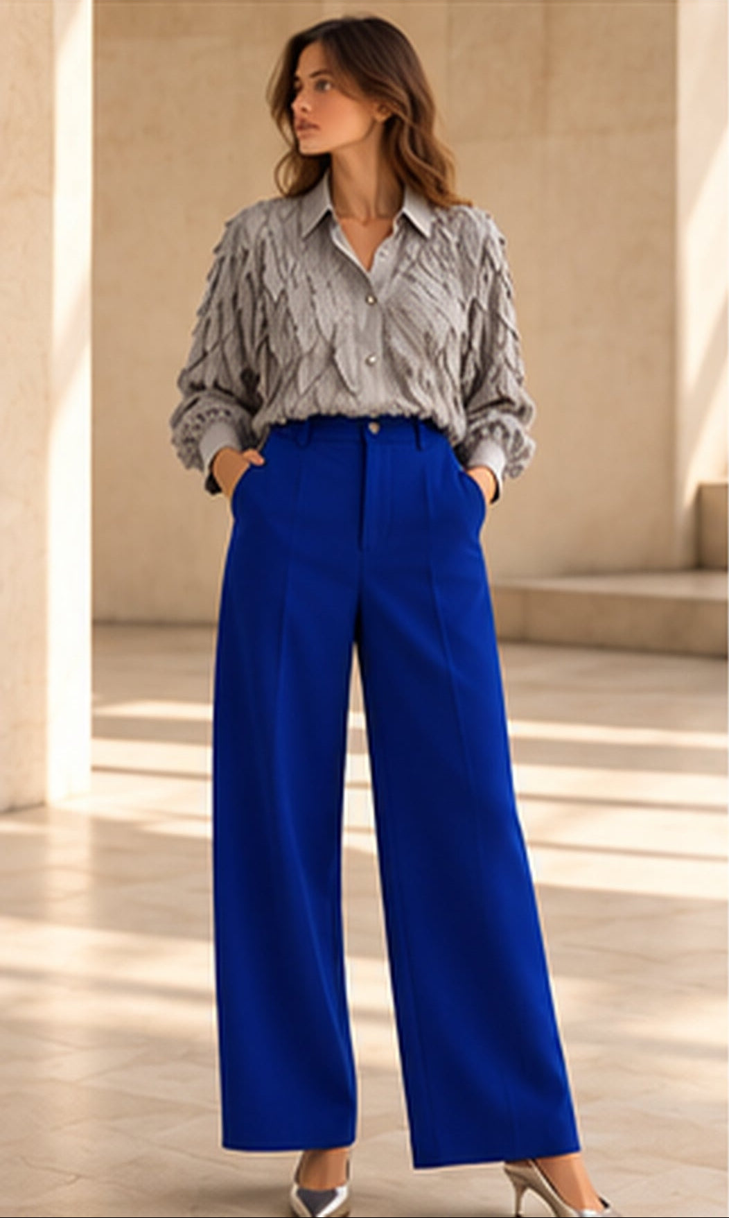 Pantalon Barrel Bleu